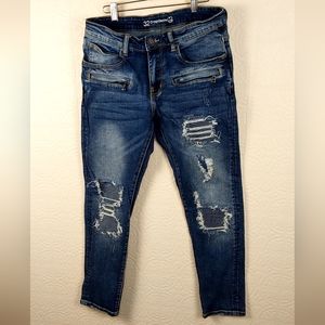 Crysp Denim-Mens or womans  32" distressed denim jeans